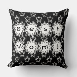 Best Mum Stars in Neon White and Black Background Cushion
