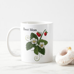 Best Mum Strawberry Floral Botanical Design Coffee Mug