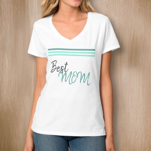 Best Mum Trendy Script Stripe Mother`s Day T-Shirt