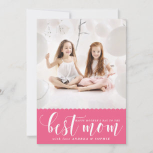 Best Mum White Modern Calligraphy Mother's Day Card