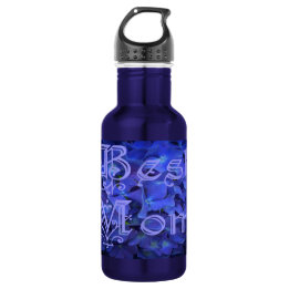 Best Mum with Blue Flower Background 532 Ml Water Bottle