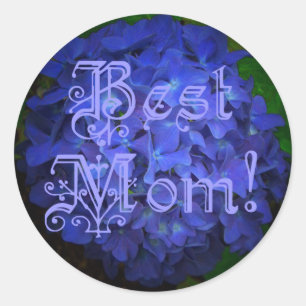 Best Mum with Blue Flower Background Classic Round Sticker