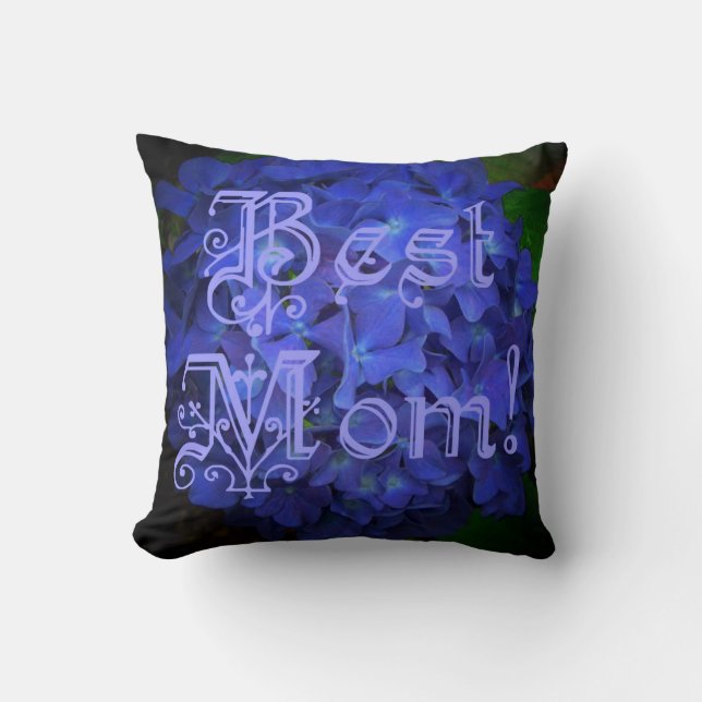 Best Mum with Blue Flower Background Cushion (Front)