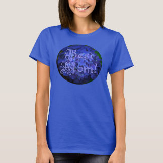 Best Mum with Blue Flower Background Ladies Shirt