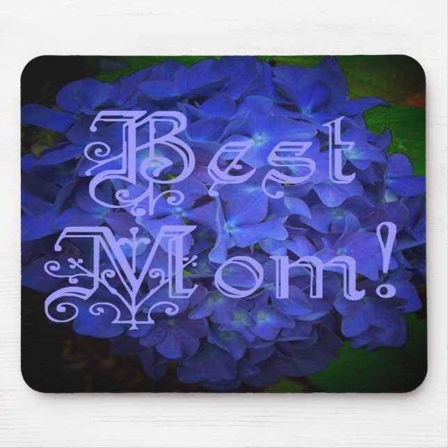 Best Mum with Blue Flower Background Mouse Pad (Front)
