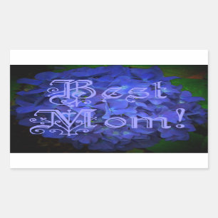 Best Mum with Blue Flower Background Rectangular Sticker