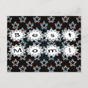 Best Mum with Neon Stars Postcard