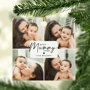 Best Mummy Ever 4 Photo Collage Personalised Ceramic Ornament