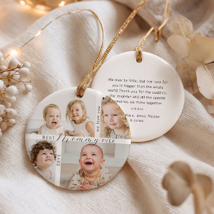 Best Mummy Ever 4 Photo Family Christmas Ceramic Tree Decoration