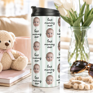 Best Mummy Ever Baby Face Photo Cutout Funny Cute Thermal Tumbler