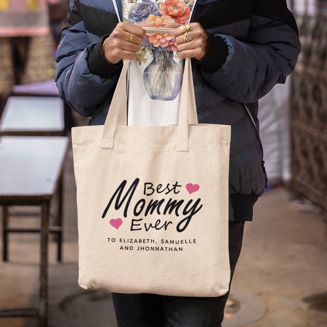 Best Mummy Ever | Modern Kids Name Mother's Day Tote Bag (Creator Uploaded)