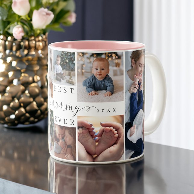 Best Mummy Ever | Mother's Day 8 Photo Collage Two-Tone Coffee Mug (Best Mommy Ever | Mother's Day 8 Photo Collage Two-Tone Coffee Mug)
