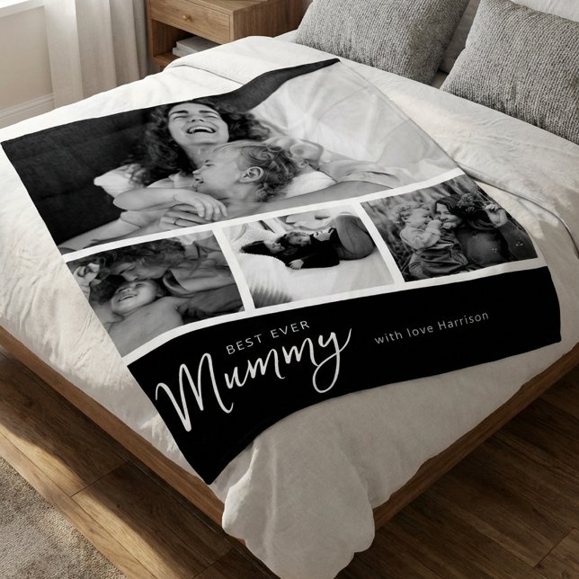 Best Mummy Ever Photo Collage Fleece Blanket (Creator Uploaded)