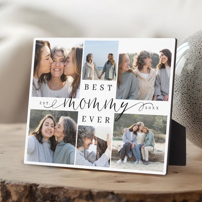 Best Mummy Ever Script 6 Photo Collage Keepsake Plaque (Best Mommy Ever Script 6 Photo Collage Keepsake Plaque)