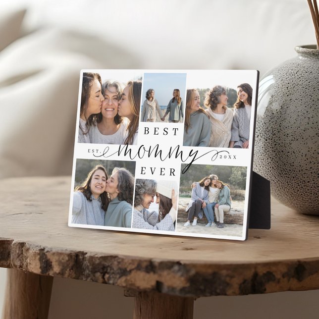 Best Mummy Ever Script 6 Photo Collage Keepsake Plaque (Best Mommy Ever Script 6 Photo Collage Keepsake Plaque)