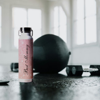 Best Mummy minimal stylish pink glittered Water Bottle