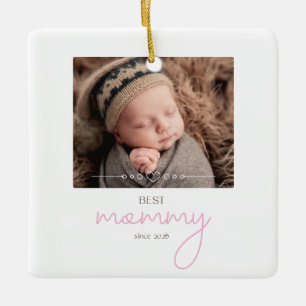 Best Mummy Since Year Photo Script Font Heart Ceramic Ornament