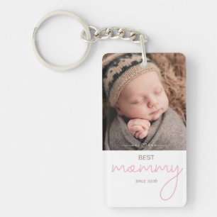 Best Mummy Since Year Photo Script Font Heart Key Ring