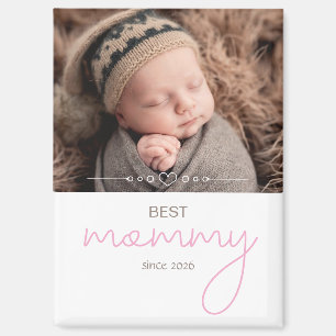 Best Mummy Since Year Photo Script Font Heart Magnet