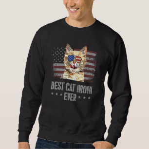 Best Munchkin Cat Mum Ever Retro Usa American Flag Sweatshirt