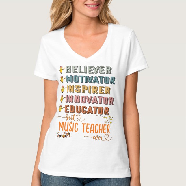 Best Music Teacher Fall Teacher Tgif Teacher T-Shirt (Front)