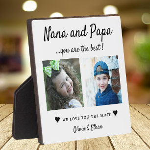 Best Nana And Papa Grandkids 2 Photo Collage White Plaque