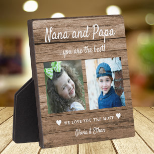 Best Nana And Papa Grandkids 2 Photo Collage Wood Plaque