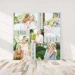 Best Nana Ever 5 Photo Collage Green Square Canvas Print<br><div class="desc">Custom photo wrapped canvas for the best nana ever in soft green grey (editable). The design is lettered with "best nana ever [year]" in skinny font typography and you can customise the year and also edit nana to grandma, mimi or grammie for example. The photo template automatically creates the photo...</div>