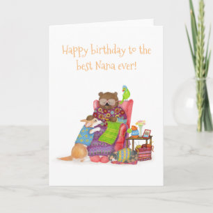 Best Nana ever birthday card with cute bear