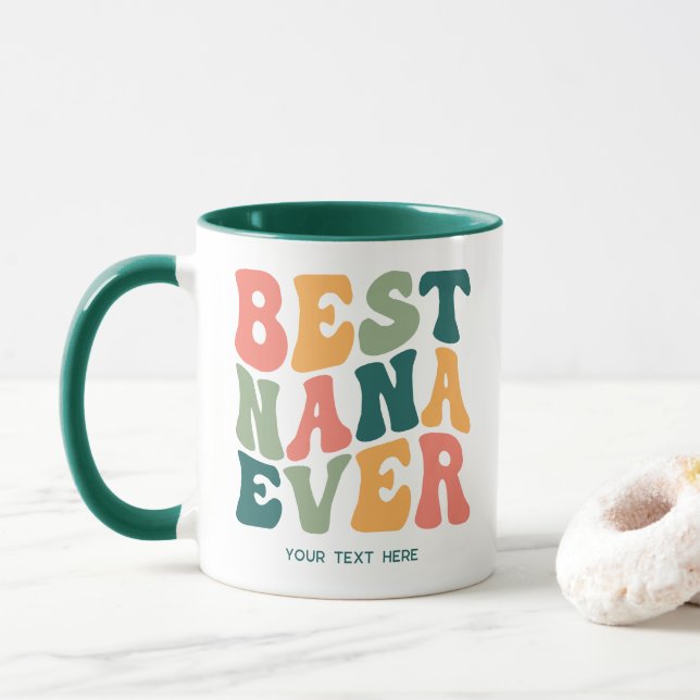 Best Nana Ever - Colourful Groovy Custom Grandma Mug (With Donut)
