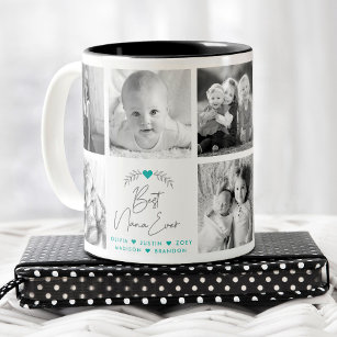 Best Nana Ever Modern Script 8 Photo Collage Cute Two-Tone Coffee Mug