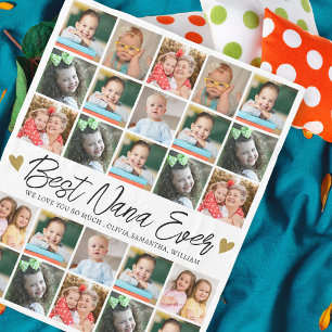 Best Nana Ever Personalised 25 Photo Collage   Fleece Blanket