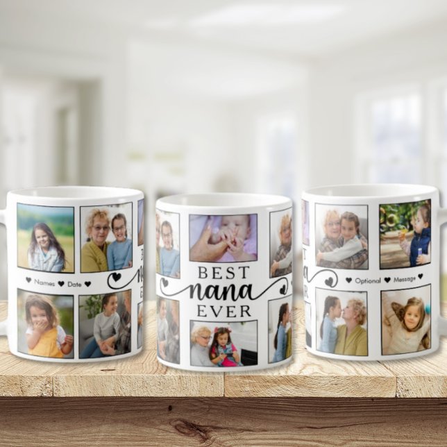 Best Nana Ever Photo Collage Heart Script  Coffee Mug (Creator Uploaded)