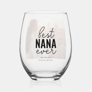 Best Nana Ever Photo Stemless Wine Glass