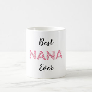 Best Nana Ever Pink Hearts Personalised Coffee Mug