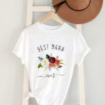 Best Nana Ever | Trendy Burgundy Boho Floral T-Shirt<br><div class="desc">This trendy and stylish shirt says "best nana ever" in rustic,  handwritten script and features a watercolor bouquet of boho flowers in shades of marsala,  orange,  and white for a gift your grandmother will love.</div>
