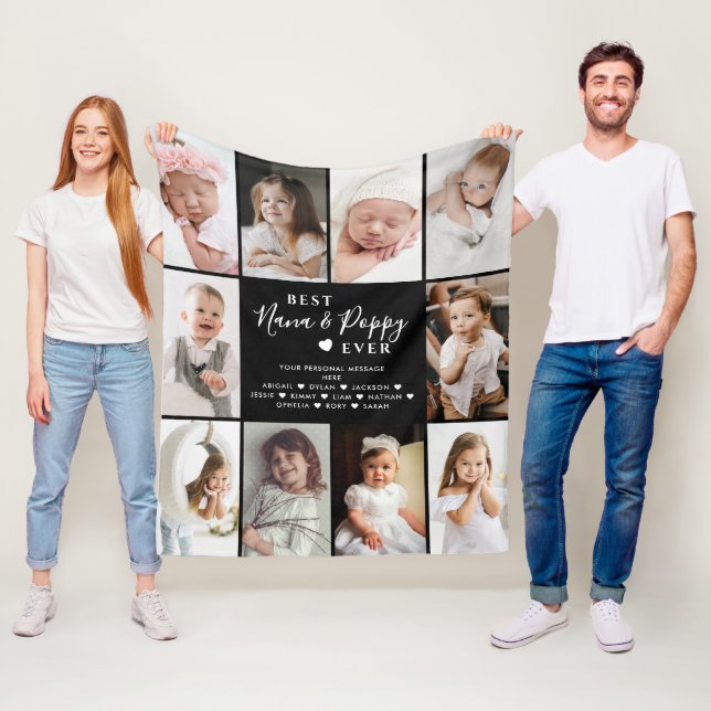 Best Nana & Poppy Ever 10-Photo Collage Fleece Blanket (In Situ)