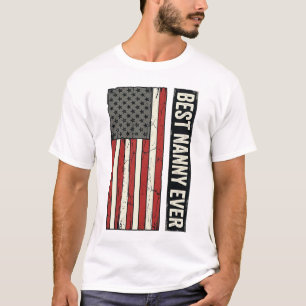 Best Nanny Ever Patriotic Vintage Flag Shirt Desig