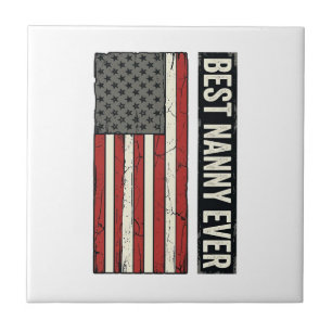 Best Nanny Ever Patriotic Vintage Flag Shirt Desig Tile