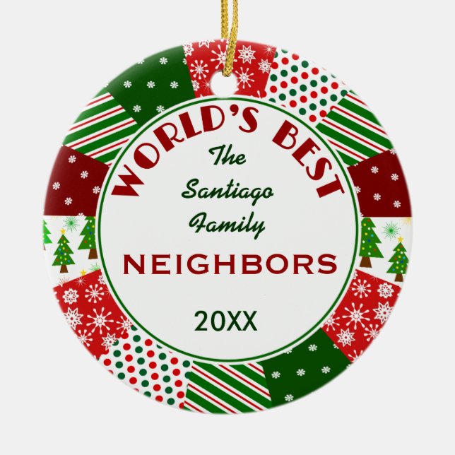 BEST NEIGHBORS Christmas gift Ceramic Tree Decoration (Front)