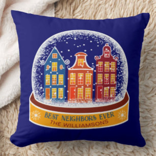 Best Neighbours Ever Houses Snowglobe Christmas Cushion