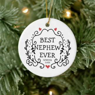 Best Nephew Ever Personalised Gift From Aunt Uncle Ceramic Tree Decoration