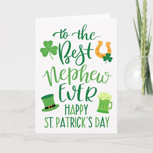 Best Nephew Ever St Patrick's Day Typography Card (Front)