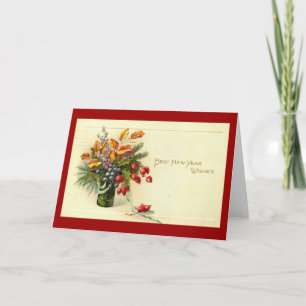 Best New Year Wishes Vintage Holiday Card