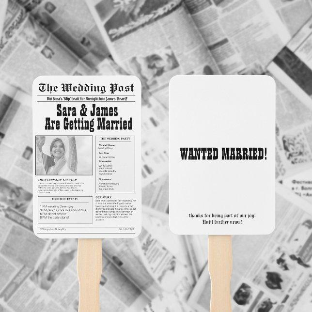 Best Newspaper Timeline and Wedding Programs  Hand Fan (Creator Uploaded)