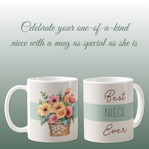 Best niece ever gerbera flowers green coffee mug