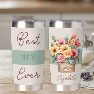 Best niece ever gerbera flowers green insulated tumbler