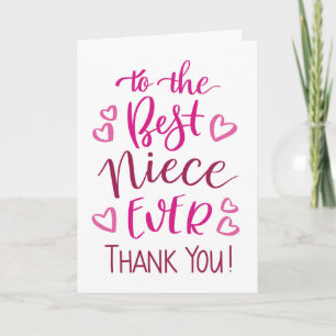 Best Niece Ever Thank you Typography in Pink Card