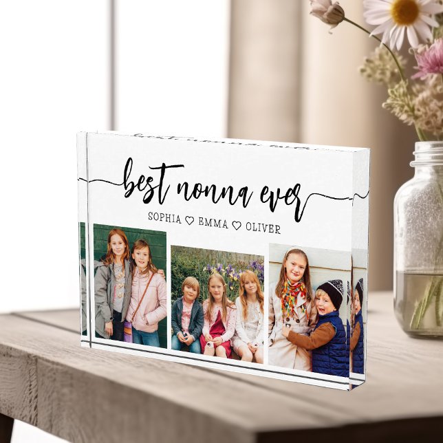 Best Nonna Ever - Grandchildren Photo Collage Block (Creator Uploaded)