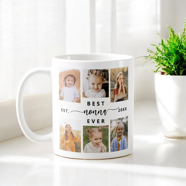 Best Nonna Ever - Grandchildren Photo Collage Coffee Mug (Creator Uploaded)